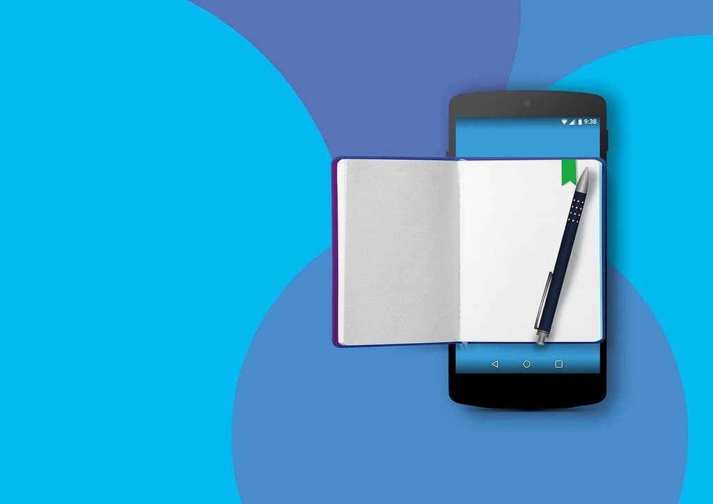 Mobile phone with a notebook on top and a pen placed in an open page. Image by <a href="https://pixabay.com/users/alexandra_koch-621802/?utm_source=link-attribution&utm_medium=referral&utm_campaign=image&utm_content=5627306">Alexandra_Koch</a> from <a href="https://pixabay.com//?utm_source=link-attribution&utm_medium=referral&utm_campaign=image&utm_content=5627306">Pixabay</a>