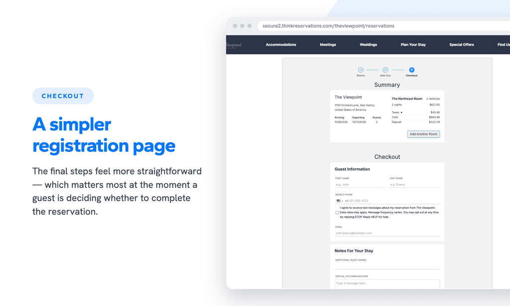 Less steps to complete a booking