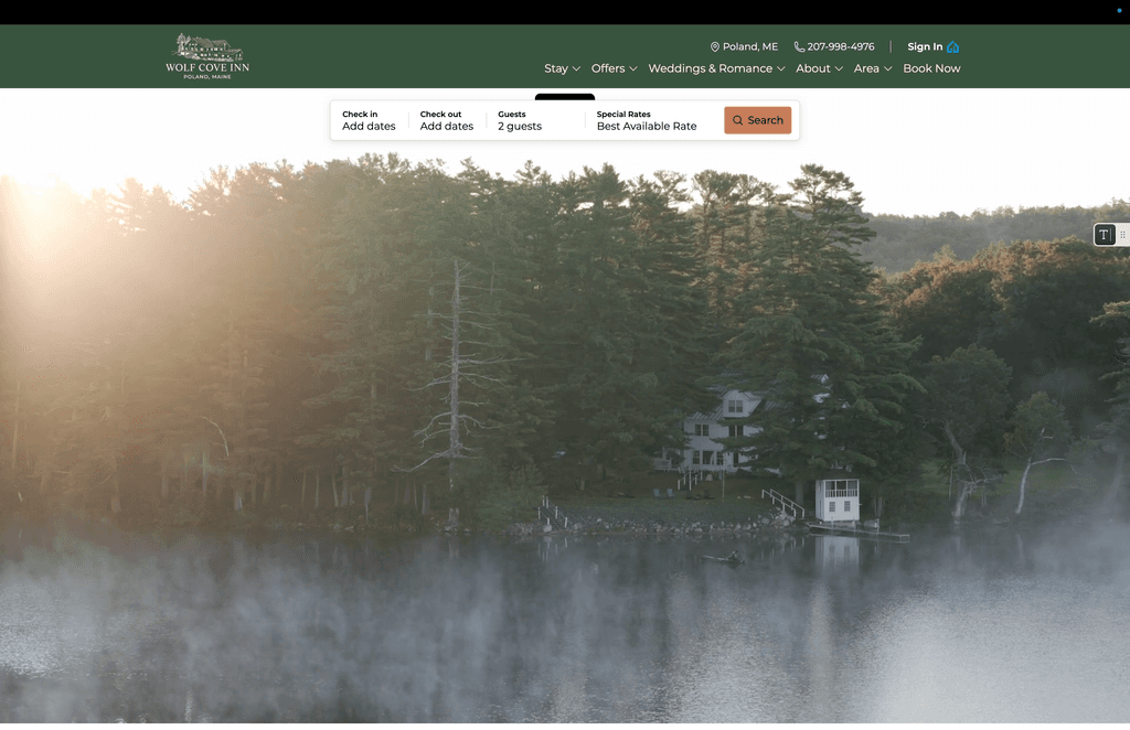 Wolf Cove Inn's new ThinkWeb website