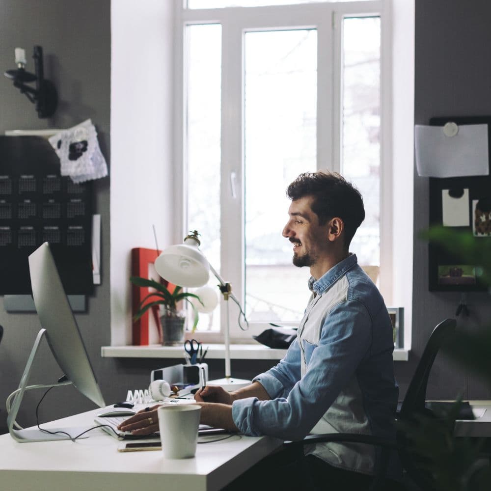 businessman working in front of his computer