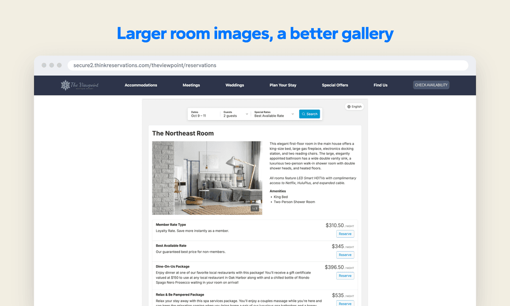 The room images are better showcased with this upgrade
