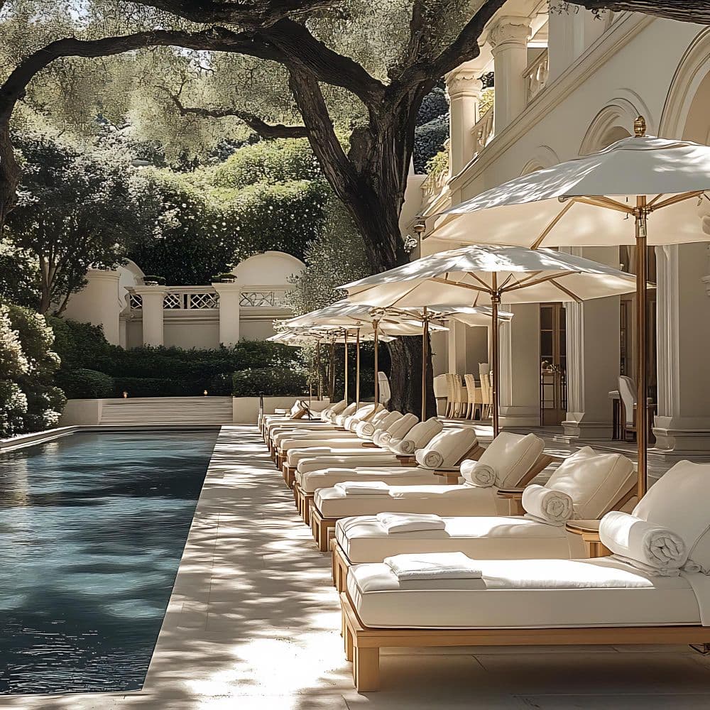 launch chairs by a boutique hotel pool
