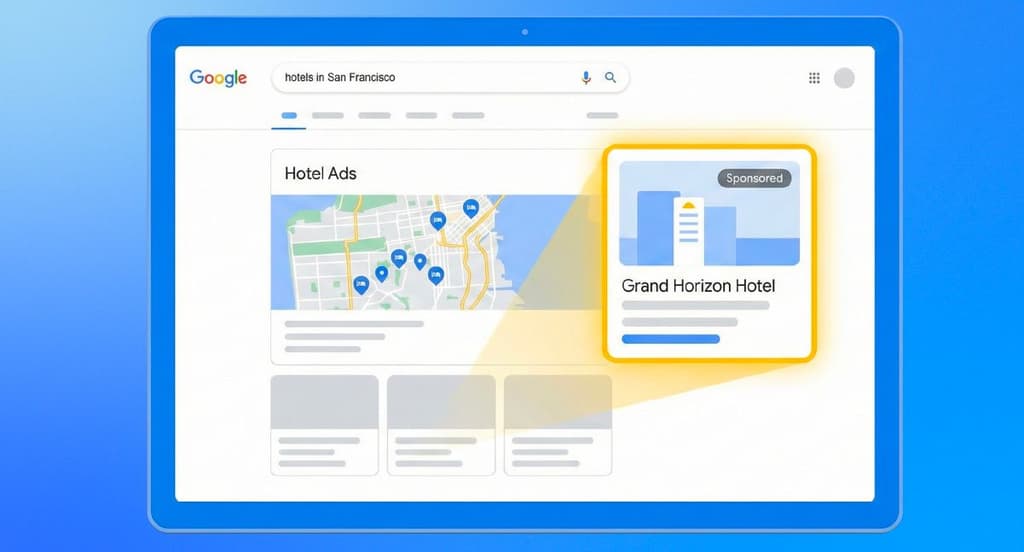 A representation of a google hotel ads screen