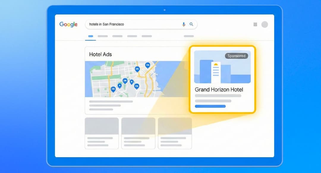 A representation of a google hotel ads screen